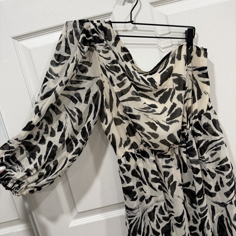 Target x Alexis Botanical One Shoulder Black White‎ Ruffle Asymmetrical Dresse M - Picture 5 of 11